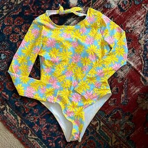 Long sleeve one piece swim with cups